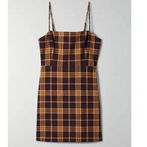 Aritzia Wilfred New Classic Mini Dress- Smocked Plaid Mini Dress- Size 8